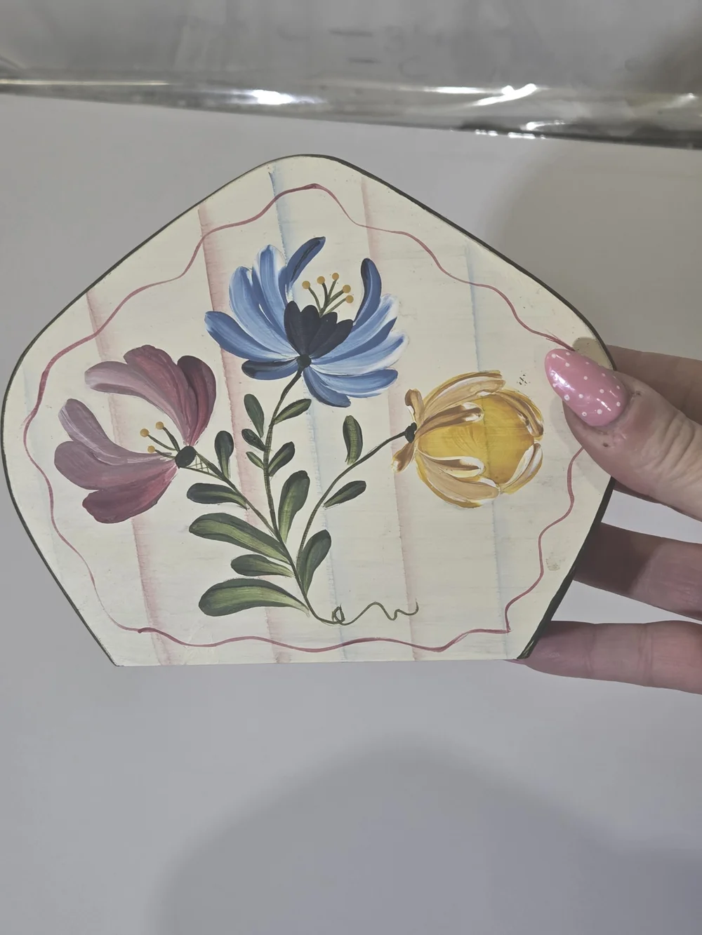 Hand-Painted Floral Wooden Napkin Holder